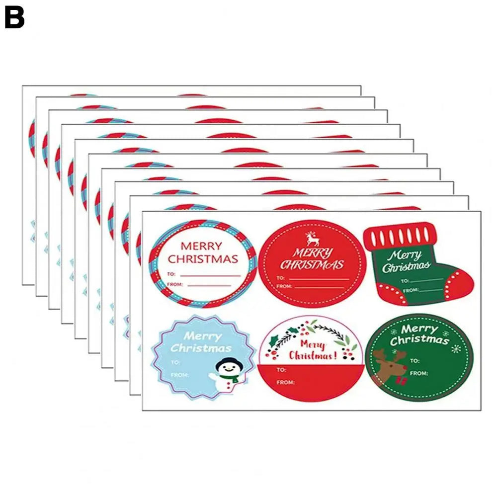 High-quality Adhesive Labels Christmas Gift Tag Stickers Santa Elk Xmas Theme Diy Present Box Greeting Card Envelope Labels 10 (ONLINE ORDER ONLY)