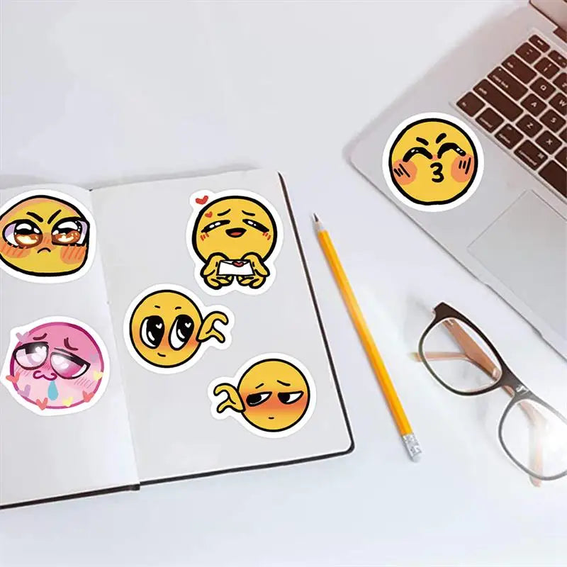 10/30/60PCS Cute Mood Yellow Sticker Aesthetic Korean Stationery Children's PVC Decoration Scrapbooking School Supplies for Kids (ONLINE ORDER ONLY)