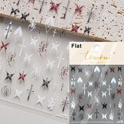Cat Eye Halloween Terror Spider Cross Rose Love Heart Flower Snake Web Candy Bunny Thrilling Nail Art Stickers Manicure Decals (Online Order Only)