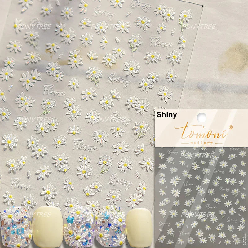 Colourful Field Bouquet Flower Spring Field Violet Daisy Bowknot Butterfly 5D Relief Adhesive Nail Art Stickers Manicure Decals (ONLINE ORDER ONLY)