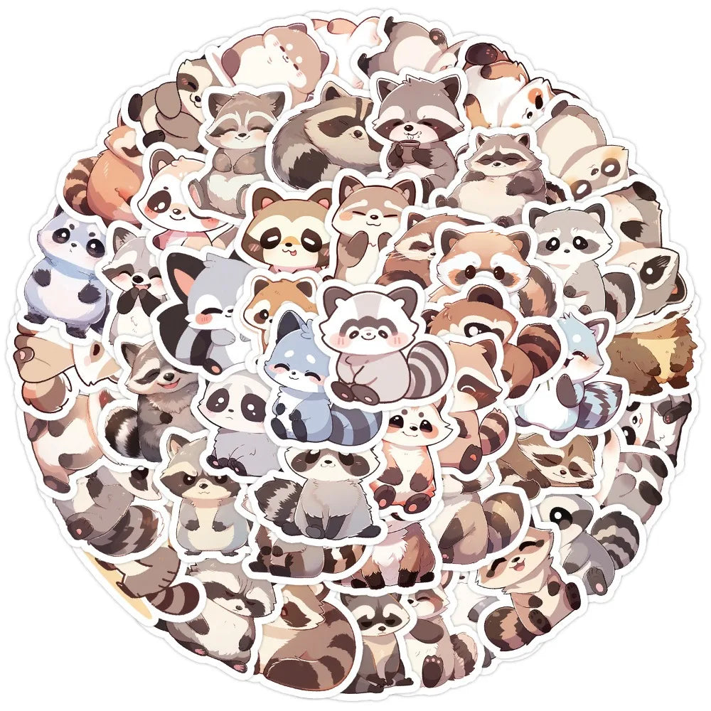 10/50pcs Cute Cartoon Raccoon Personalized Graffiti Waterproof Sticker Animal Diy Mug Mobile Phone Trend Decal Decal Wholesale (Online Order Only)