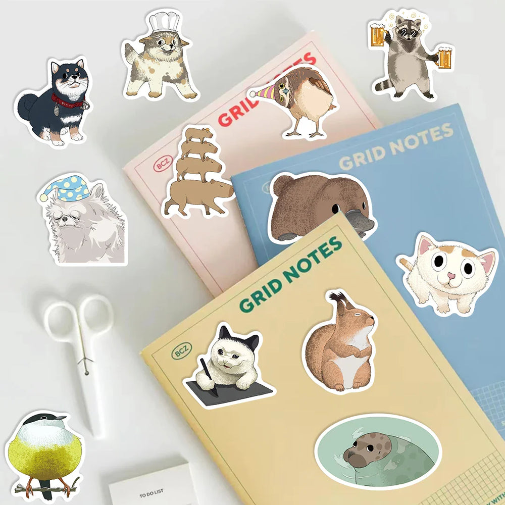 50PCS Mixed Animals Rabbit Panda Cat Sticker Aesthetic DIY Korean Stationery Decoration Scrapbooking School Supplies (ONLINE ORDER ONLY)