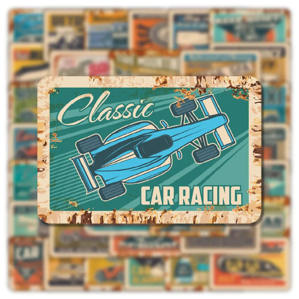 10/30/50pcs Classic Retro Modified Racing Car Motorcycle Stickers Laptop Phone Motorcycle Luggage Bike Cool Waterproof Sticker (ONLINE ORDER ONLY)