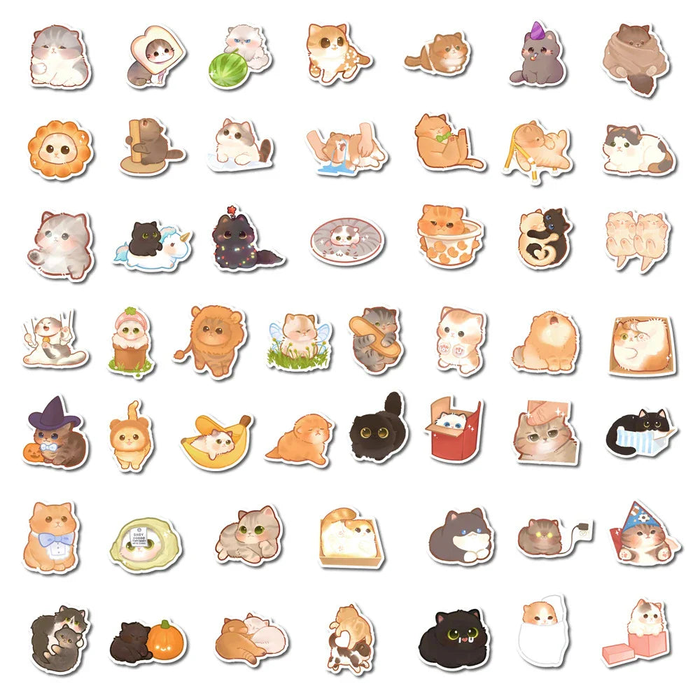 10/30/50/100pcs Funny Cute Animal Cat Cartoon Stickers Laptop Scrapbook Phone Suitcase Diary Decoration Sticker Decal Kids Toy (ONLINE ORDER ONLY)