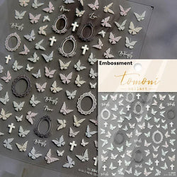 Retro Rose Gold Photo Frame Dried Flower Delicate Totem 3D Self Adhesive Nail Art Stickers 5D Shiny Rhinestone Manicure Decals (ONLINE ORDER ONLY)