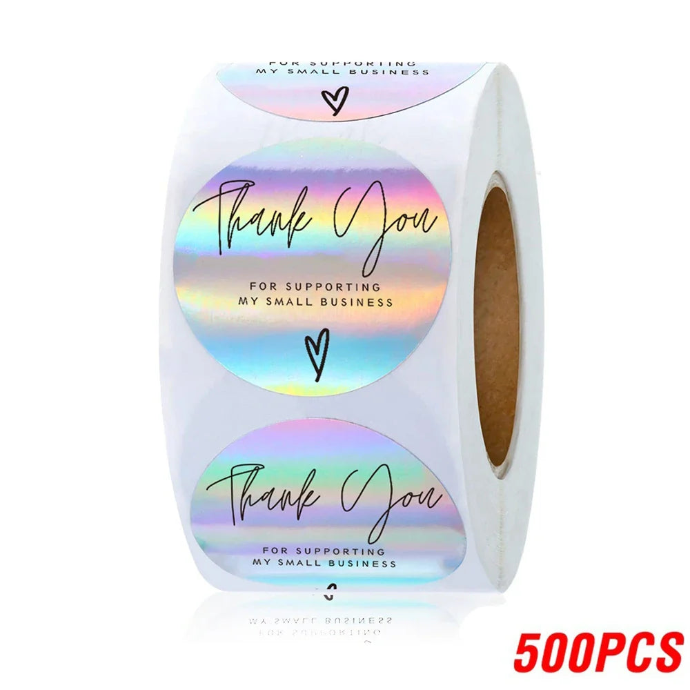 500pcs Rainbow Laser Thank You Stickers 1inch Small Business Stickers  Adhesive Labels for Boutiques Wrapping Supplies (ONLINE ORDER ONLY)
