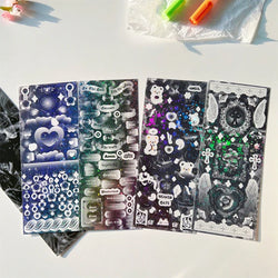 4pcs/set Sweet Cool Bear Call Series Scrapbooking Sticker Korean ins Hand Account Idol Card DIY Deco Material Sticker Stationery (ONLINE ORDER ONLY)