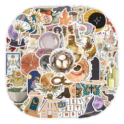 Retro Art Flower Stickers - 10/30/50/100PCS for Laptop, Luggage, Snowboard, Kids Toy (Online Order Only)