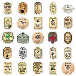 10/30/50pcs Cool Halloween Retro Horror Potion Label Stickers Decal Guitar Motorcycle Laptop Skateboard Phone Waterproof Sticker (ONLINE ORDER ONLY)