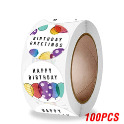 100-500pcs Cute Happy Birthday Sticker Birthday Gift Decoration Label Sealing Balloon Cake Label Packaging Scrapbook Sticker (Online Order Only)