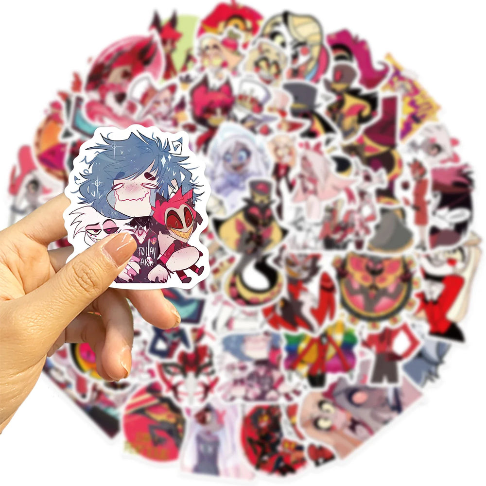 52Pcs Cartoon Animation Stickers Waterproof For Luggage Case Helmet Guitar Bottle Refrigerator Laptop Hell Inn Sticker Wholesale (ONLINE ORDER ONLY)