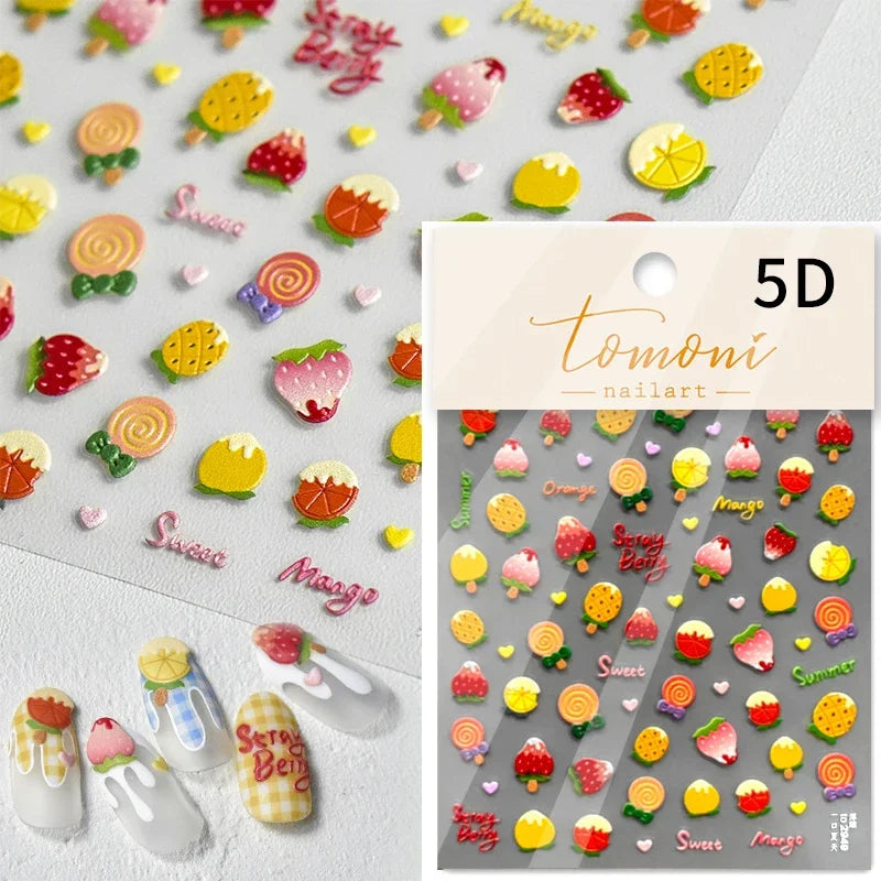 Fantasy Beach Summer Dreamy Colorful Seasnail Shell Pearl Conch Jelly Star 5D Decals Soft Relief 3D Decoration Nail Art Stickers (Online Order Only)