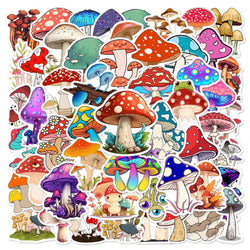 Aesthetic Cartoon Mushroom Stickers for Scrapbooking, Suitcase, Water Bottle, Phone, Laptop - 10/25/50pcs (Online Order Only)
