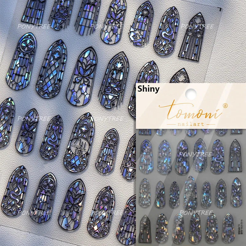 Baroque Figure Flower Totem Geometric Star Love Heart Hot Stamping Embossed Relief Self Adhesive Nail Art Sticker Manicure Decal (ONLINE ORDER ONLY)