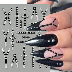 10pcs/Set Sparkling Silvery Floral Nail Art Stickers Self-Adhesive Glittery 5D Hibiscus & Cherry Blossom Decals for Manicure DIY (Online Order Only)