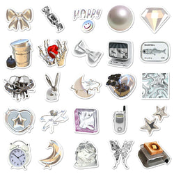 10/30/50PCS Cool Silver Stickers Graffiti Ins Style Cute Decals Motorcycle Phone Skateboard Laptop Bike Kids DIY Waterproof Toys (ONLINE ORDER ONLY)