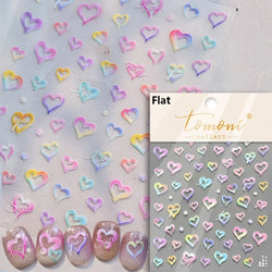 Colored Crystal Star Love Heart Shiny Silver Hollowed Smudging Rainbow Flower Jelly Embossed Nail Art Stickers Manicure Decals (ONLINE ORDER ONLY)