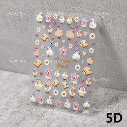 Cute Duck Pear Bowknot Mini Flower Duckling Line Bow Photo Frame Seal Stamp Figure Self Adhesive Nail Art Sticker Manicure Decal (ONLINE ORDER ONLY)