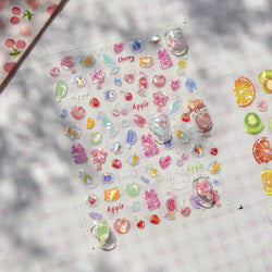 Colorful Fruit Lemon Grapefruit Kiwifruit Candy Popsicle Rabbit Cherry Apple Paw Jelly Adhesive Nail Art Sticker Manicure Decals (ONLINE ORDER ONLY)