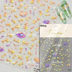 Hot Stamping Laser Shell Conch Starfish Pearl Whale Coral Dolphin Summer Beach Sea Wave Jellyfish Bubble Nail Art Stickers Decal (ONLINE ORDER ONLY)