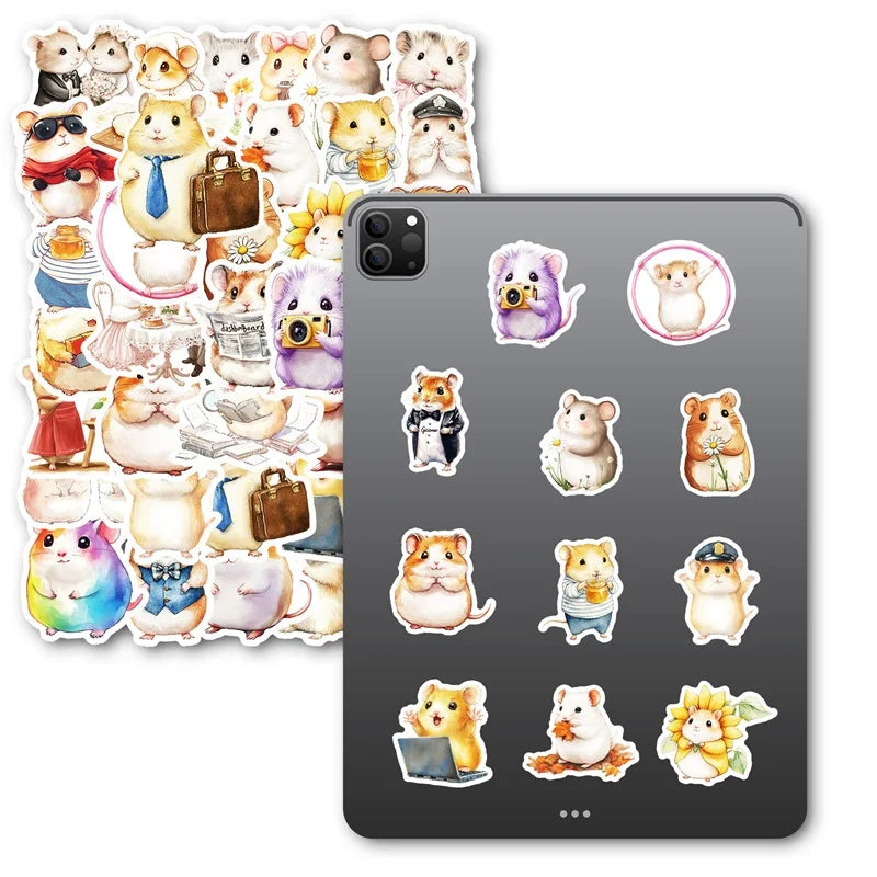 10/30/50PCS Kawaii Hamster Sticky PVC Sticker Aesthetic DIY Children's Decoration Scrapbooking Hand Accounting Supplies for Kids (Online Order Only)