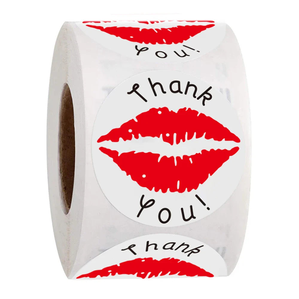 500pcs/roll Flowers Thank You Sticker Labels Round Reward Stickers Wedding Party Decor Envelope Seals Stickers Stationery (Online Order Only)
