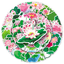 10/30/50PCS Lotus Cartoon Stickers Lotus Leaf Sticker DIY Luggage Laptop Phone Car Bike Graffiti  Skateboard Plant Decals Toy (ONLINE ORDER ONLY)