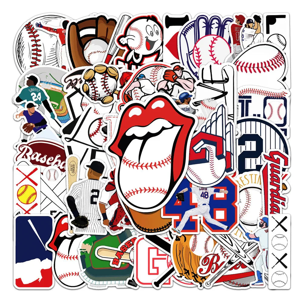10/50PCS Creative Cartoon Sports Baseball Stickers Notebook Luggage Hand Account Decoration Graffiti Waterproof Stickers (ONLINE ORDER ONLY)