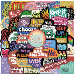 10/30/50PCS Inspirational Text Positive Stickers DIY Diary Phone Laptop Luggage Skateboard Graffiti Decals Fun for Kid Toys Gift (ONLINE ORDER ONLY)