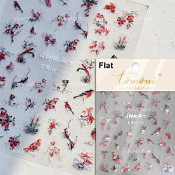 Vigorous Pink Orchid Cymbidium Antique Fragrant Thoroughwort Grass Butterfly Adhesive Nail Art Sticker Plant 3D Manicure Decals (ONLINE ORDER ONLY)