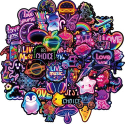 10/30/50PCS Kawaii Neon Lamp Sticky PVC Sticker Aesthetic DIY Decoration Scrapbooking Hand Accounting Supplies for Kids (ONLINE ORDER ONLY)