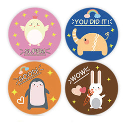 100-500pcs Animal Reward Stickers Adorable Round Kids Motivational Sticker Cartoon Incentive Teacher Gift Sealing Label (ONLINE ORDER ONLY)