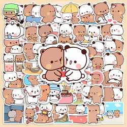 50sheets/set Bear Cute Bear and Panda Stickers PVC Waterproof Cartoon Bear and Panda Stickers Cartoon Panda Bubu Dudu Stickers (ONLINE ORDER ONLY)