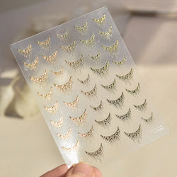 French Romantic Tassel Crescent Moon Laser Charming Gold Silver Arc Self Adhesive Nail Art Stickers Hot Stamping Manicure Decals (Online Order Only)