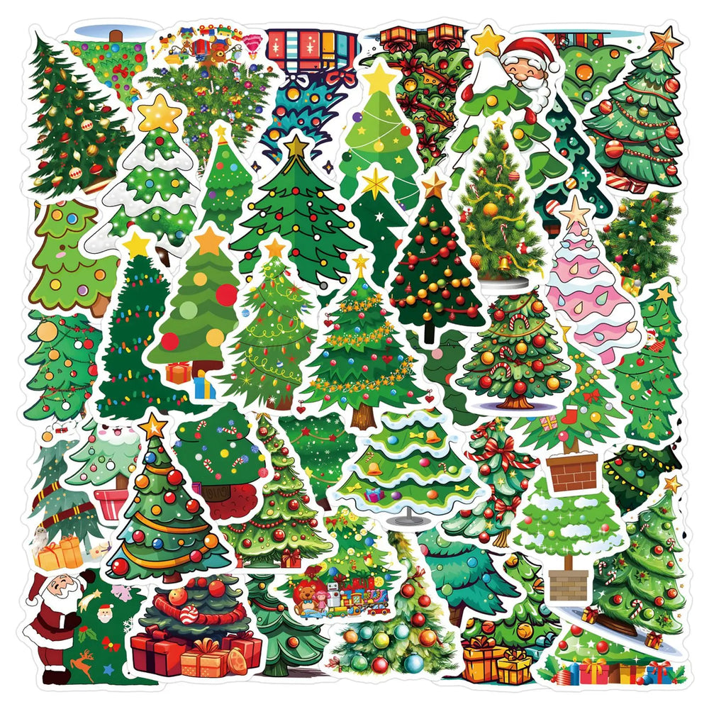 Green Christmas Tree Stickers Decals for Laptop, Fridge, Luggage, Car, Skateboard, Kids Gift (Online Order Only)