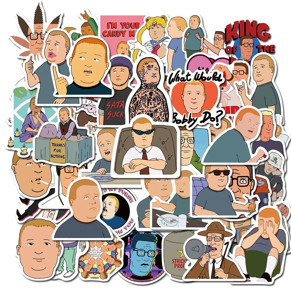50PCS Anime King Of The Hill Stickers for Kids DIY Phone Skateboard Laptop Decals (Online Order Only)