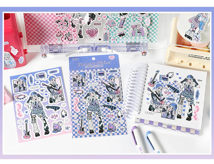 1pcs New Kawaii Heartbeat Girl Scrapbooking Sticker Art Collage Diary Journal DIY Craft Aesthetics Decorative Sticker Stationery (ONLINE ORDER ONLY)