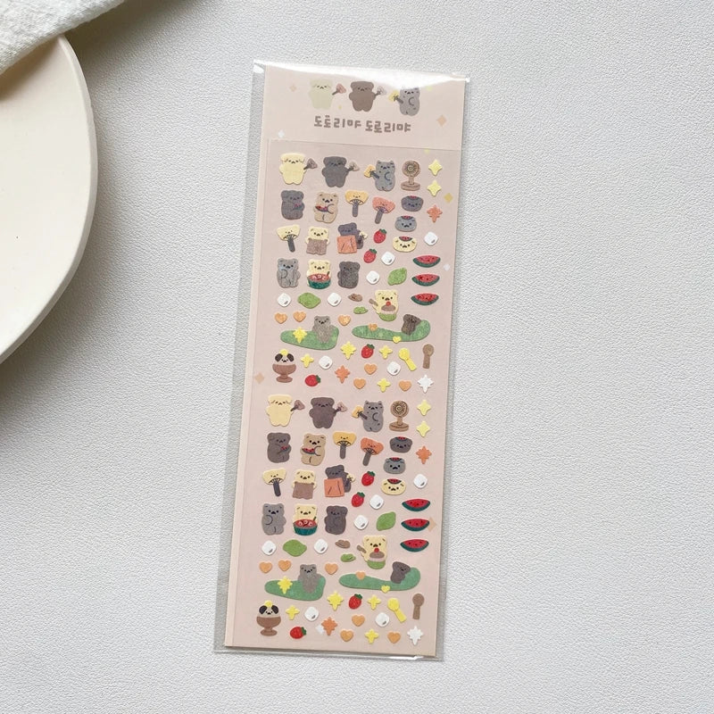 1pc Hot Silver Kawaii Bear Stickers Glitter Scrapbooking Decorative Cute Sticker Korean DIY Diary Album Stick Label Stationery (Online Order Only)