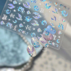 Shiny Mermaid Tail Fish Tail Sea Wave Jelly Spoondrift Shell Starfish Ocean Romantic Delicate Nail Art Stickers Manicure Decals (ONLINE ORDER ONLY)