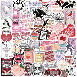 50/52pcs Romance Bookish Spice Reader Stickers Pink Girl Cartoon Decals Aesthetic Decals Phone Laptop Diary Sticker Kids Toys (ONLINE ORDER ONLY)