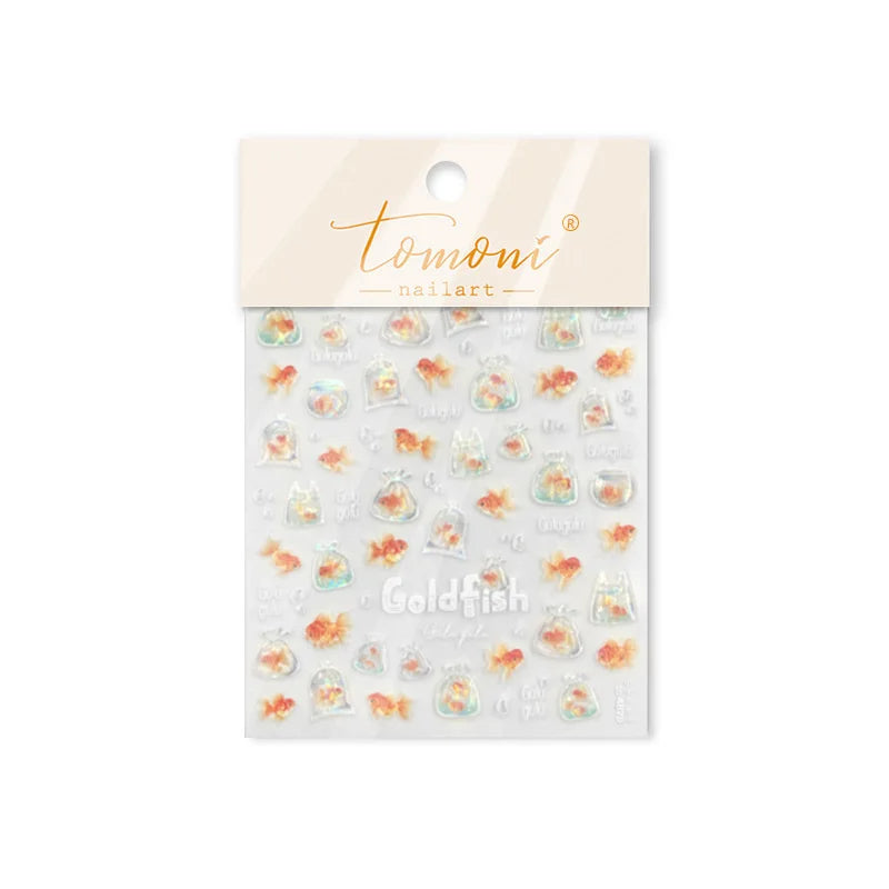 Bagful Brocaded Carp Goldfish Jellyfish Water Bubbles Seahorse Ocean Starfish Whale Adhesive Nail Art Stickers Manicure Decals (ONLINE ORDER ONLY)
