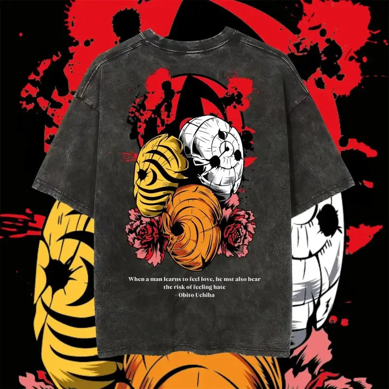 Obito Uchiha T-shirt: Vintage Washed Anime Streetwear (ONLINE ORDER ONLY)