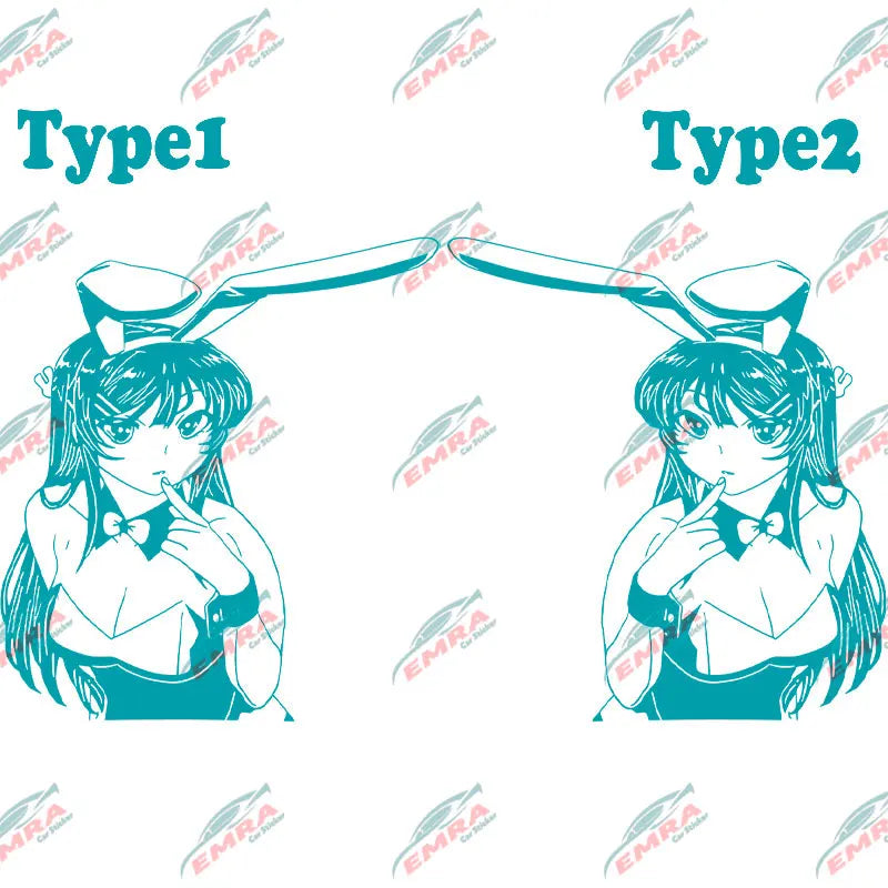 Anime Sticker Rabbit Girl For Car Stickers Decoration Window Door Rear Windshield External Accessories Die Cutting Vinyl Decals (ONLINE ORDER ONLY)