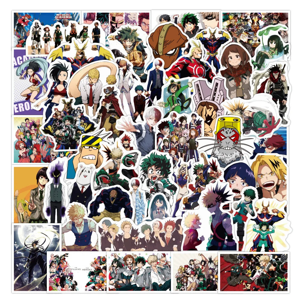 50pcs My Hero Anime Stickers for Laptop, Phone, Car, Water Bottle, Notebook, Kids Toys (Online Order Only)