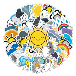 50Pcs Weather Cartoon Waterproof Vinyl Stickers for Skateboard Snowboard Decals (Online Order Only)