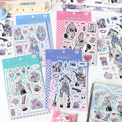1pcs New Kawaii Heartbeat Girl Scrapbooking Sticker Art Collage Diary Journal DIY Craft Aesthetics Decorative Sticker Stationery (ONLINE ORDER ONLY)