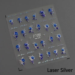 Red Azalea Rose Peony Crane Warbler Bird Fish Lily Chicken Rabbit Lobster Flower Retro Chinese Nail Art Sticker Decoration Decal (Online Order Only)