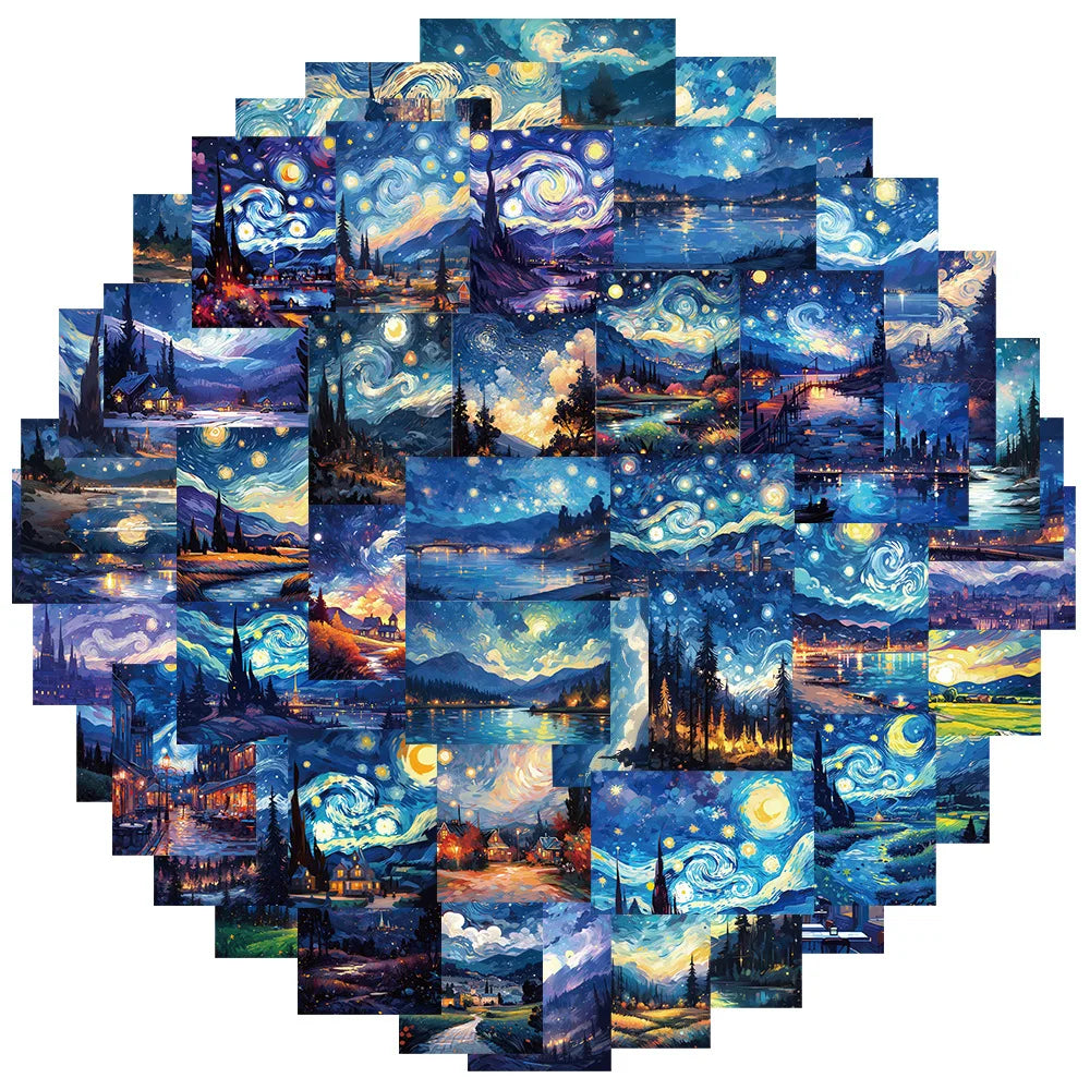 Van Gogh Style Graffiti Stickers: 10/30/50pcs for Snowboard, Laptop, Luggage, Car, Fridge, DIY Vinyl (ONLINE ORDER ONLY)
