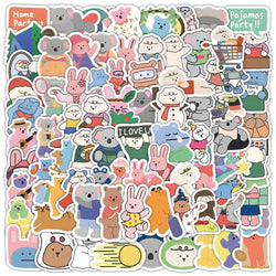 Cute Bear Cartoon Stickers Pack - Motorcycle, Water Cup, Guitar, Laptop, Phone Decor (Online Order Only)
