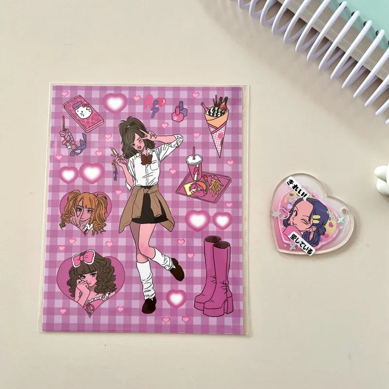 Korean Ins Cute Retro Girl Sticker Planner Scrapbooking DIY Album Decoration Sticker Aesthetic Personalized Kawaii Stationery (ONLINE ORDER ONLY)
